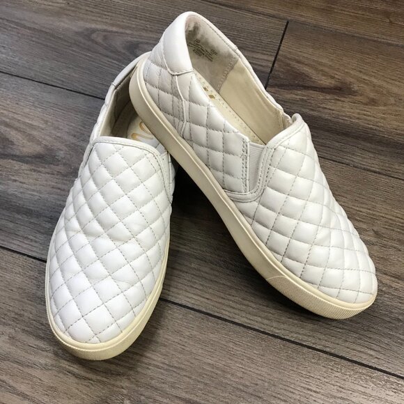 Sam Edelman Women’s Ezzie Leather Slip On Sneakers Size 7M Quilted Loafers EU 37 - Picture 1 of 10